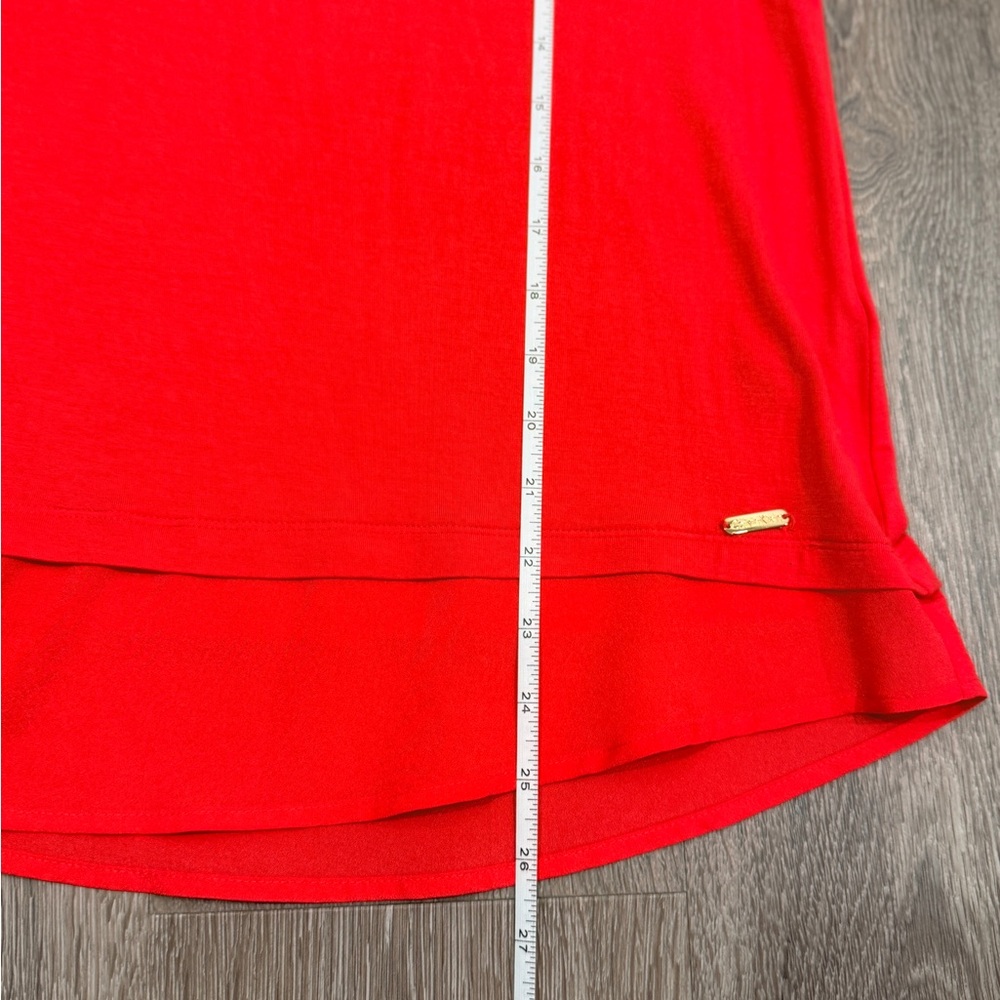 Calvin Klein Women's Coral Short Sleeve Tee with Chiffon Accents Size S - Picture 10 of 12